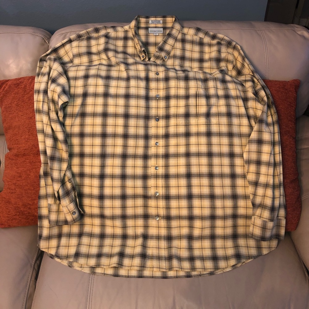 Selling a yellow flannel.